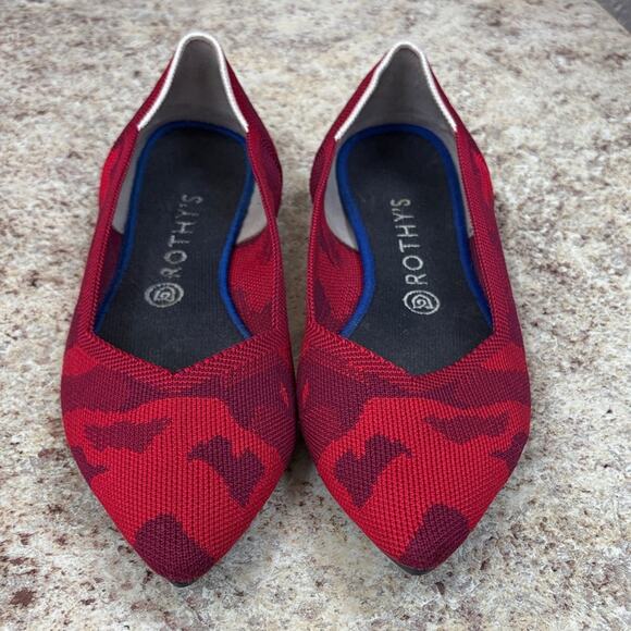 Rothy's Red and Black Patterned pointed toe casual Flat shoes - Picture 1 of 6